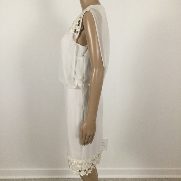 VERA MODA Midi Occasion Dress Off White with Lace Trim - Picture 4 of 10